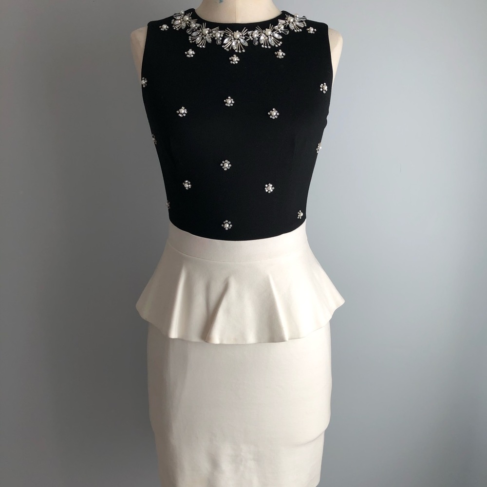 Cynthia Steffe jeweled two tone peplum dress